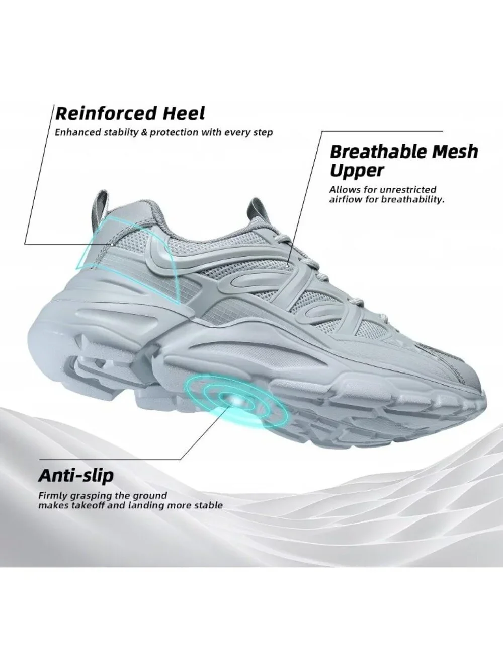 Women's Grey Ladies Walking Comfor Breathable Soft Sole Tennis Sneaker Shoes